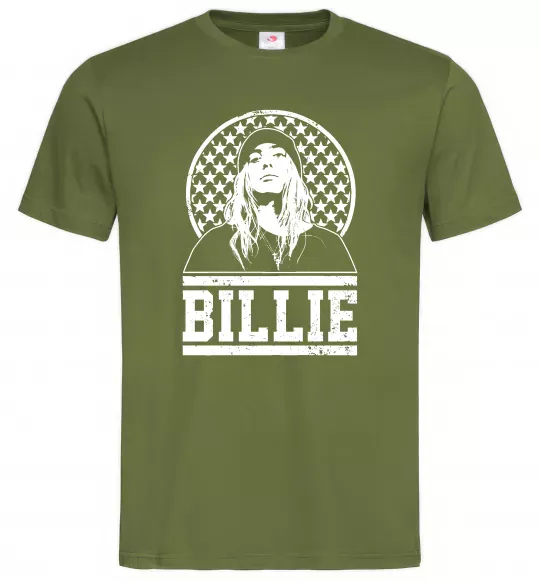 Мужская футболка Billie чорно-білий Оливковый фото