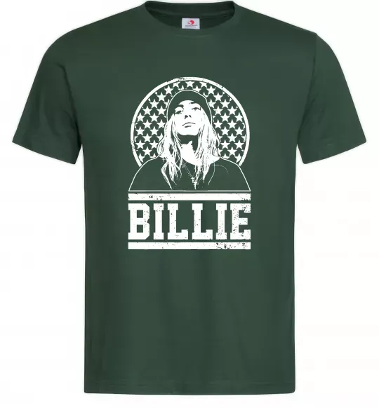 Мужская футболка Billie чорно-білий Темно-зеленый фото