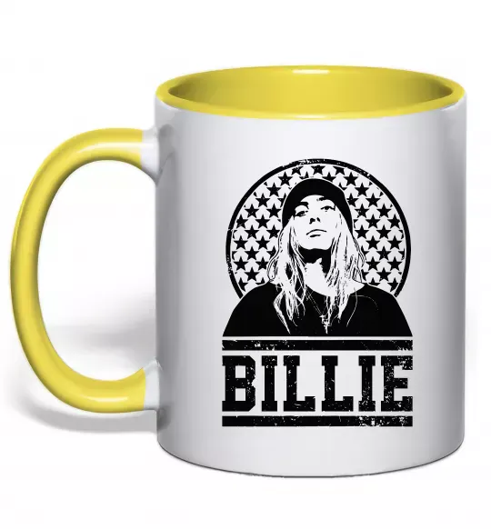 Чашка з кольоровою ручкою Billie чорно-білий Сонячно жовтий фото