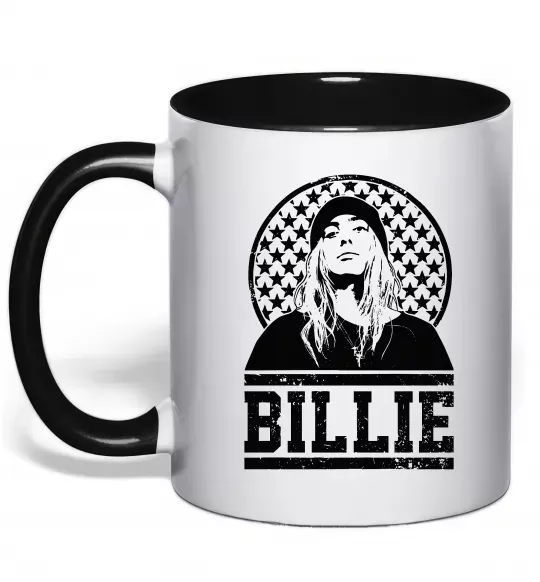 Чашка з кольоровою ручкою Billie чорно-білий Чорний фото