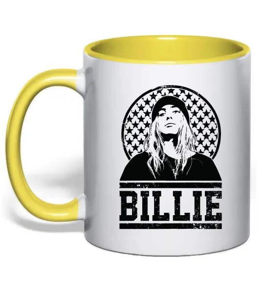 Чашка с цветной ручкой Billie чорно-білий Лимонный фото