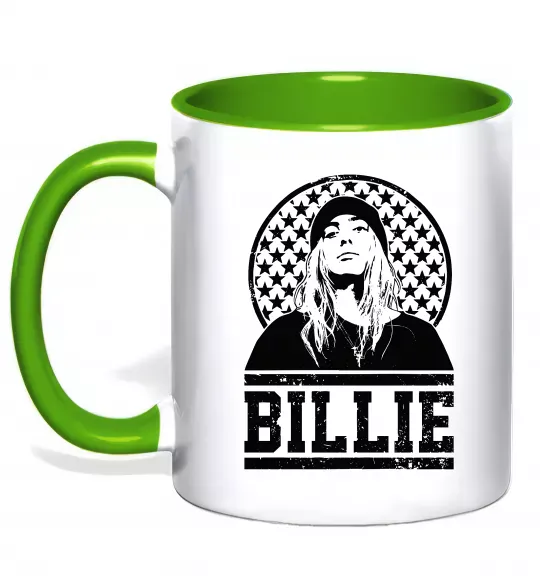 Чашка з кольоровою ручкою Billie чорно-білий Зелений фото