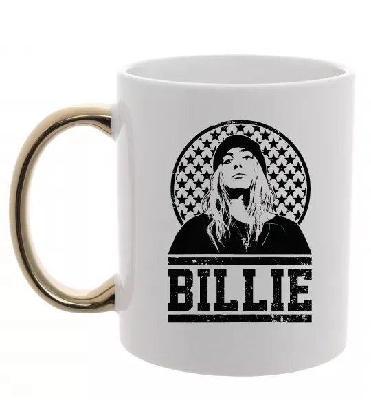 Чашка з кольоровою ручкою Billie чорно-білий Золото фото