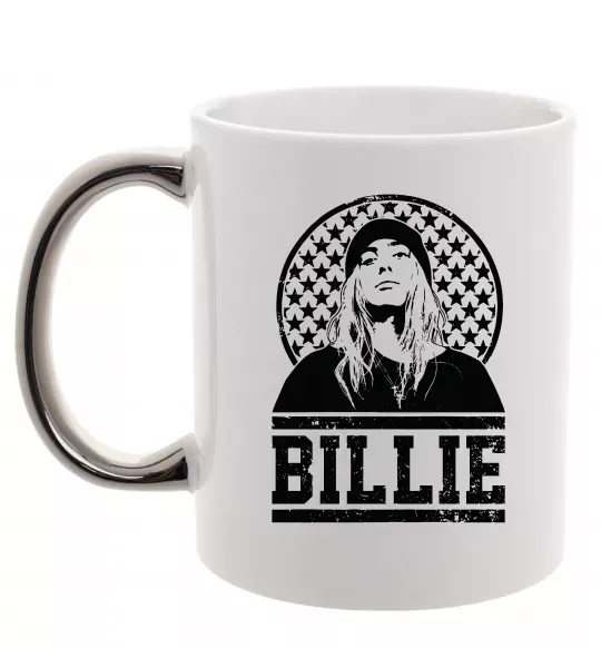 Чашка з кольоровою ручкою Billie чорно-білий Срібло фото