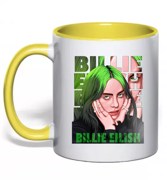 Чашка с цветной ручкой Green Billie Eilish Солнечно желтый фото