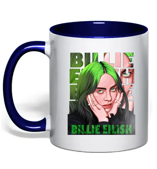 Чашка с цветной ручкой Green Billie Eilish Глубокий темно-синий фото
