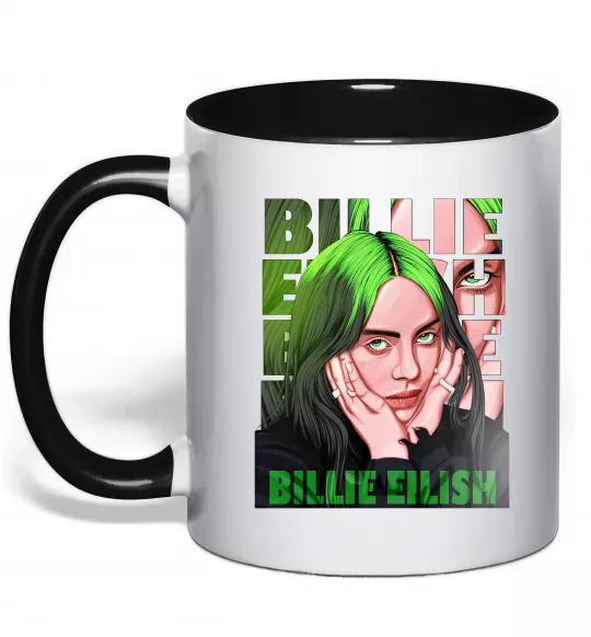 Чашка с цветной ручкой Green Billie Eilish Черный фото