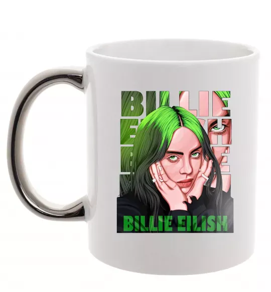 Чашка с цветной ручкой Green Billie Eilish Серебро фото
