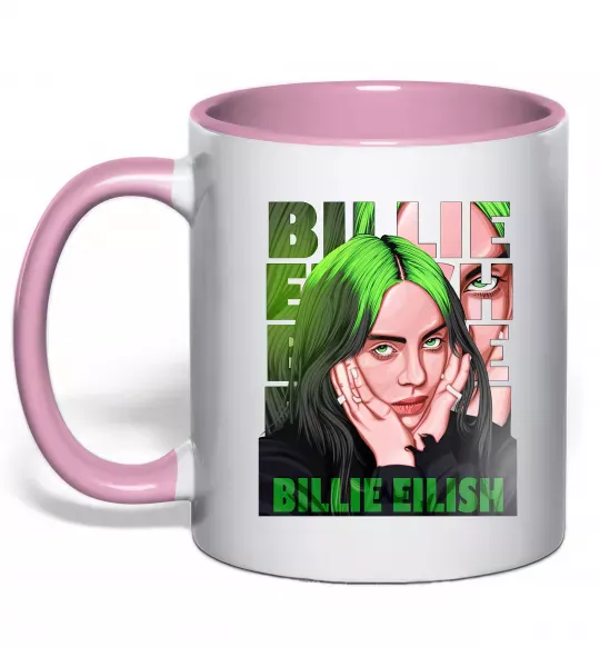 Чашка с цветной ручкой Green Billie Eilish Нежно розовый фото