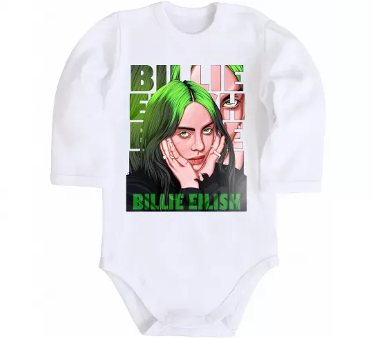 Детский боди Green Billie Eilish Белый фото