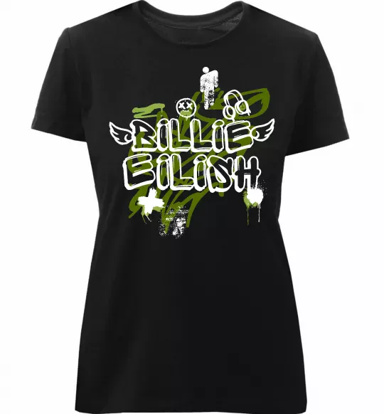 Женская премиум футболка Billie Eilish Grafity Черный фото