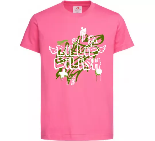 Детская футболка Billie Eilish Grafity Ярко-розовый фото