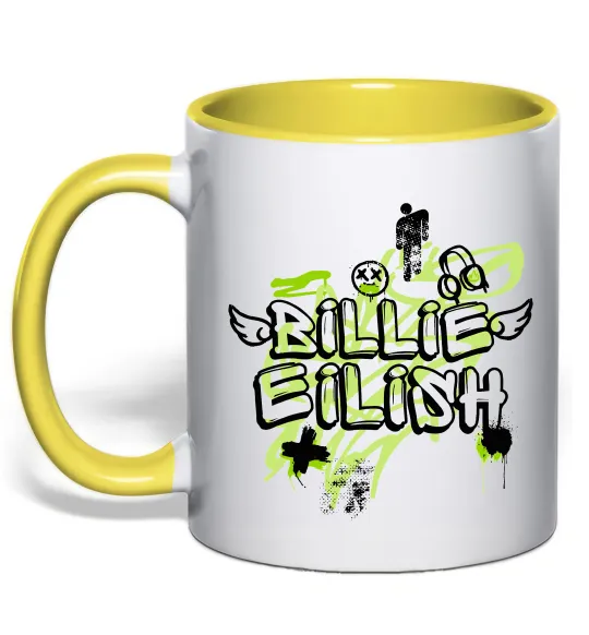 Чашка с цветной ручкой Billie Eilish Grafity Лимонный фото
