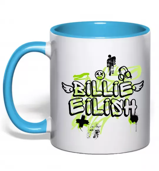 Чашка с цветной ручкой Billie Eilish Grafity Голубой фото