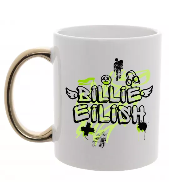 Чашка с цветной ручкой Billie Eilish Grafity Золото фото