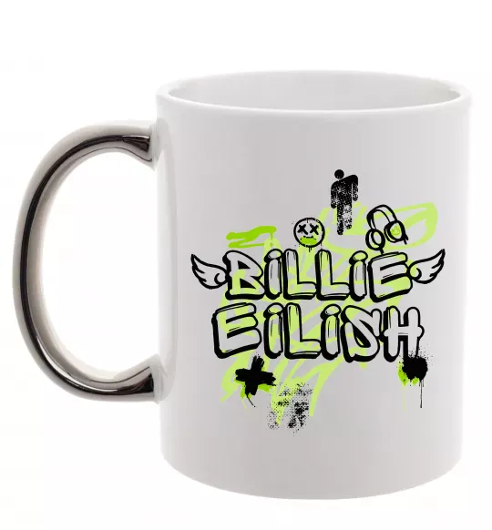 Чашка с цветной ручкой Billie Eilish Grafity Серебро фото