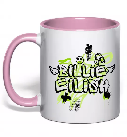 Чашка с цветной ручкой Billie Eilish Grafity Нежно розовый фото