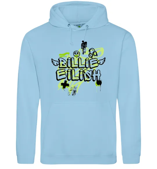 Мужская толстовка (худи) Billie Eilish Grafity Голубой фото