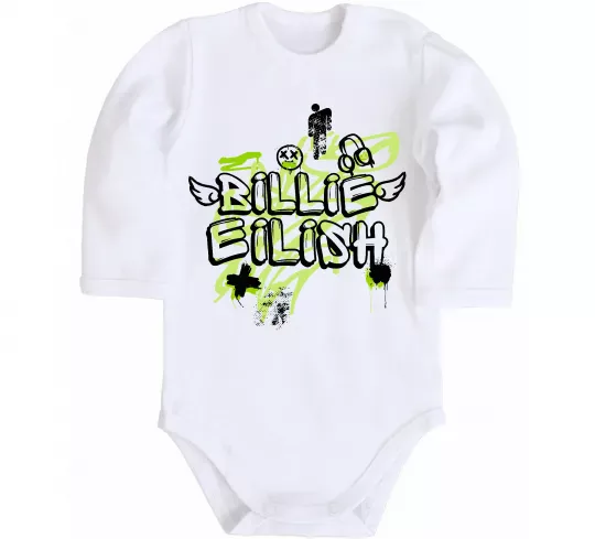 Детский боди Billie Eilish Grafity Белый фото
