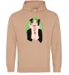 Мужская толстовка (худи) Billie Eilish art Песочный фото