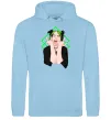 Мужская толстовка (худи) Billie Eilish art Голубой фото