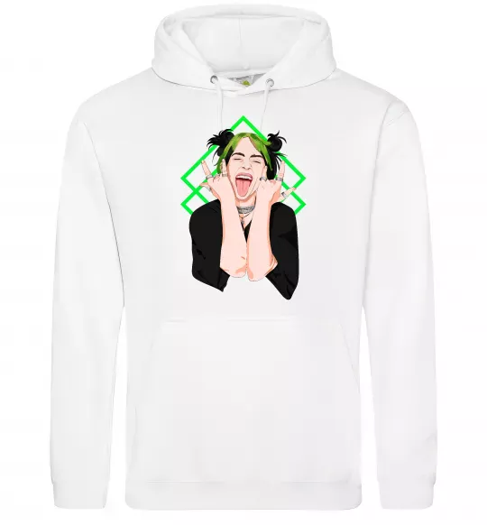 Женская толстовка (худи) Billie Eilish art Белый фото