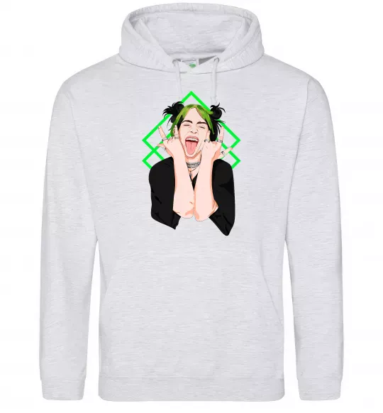 Женская толстовка (худи) Billie Eilish art Серый меланж фото