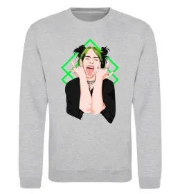 Свитшот Billie Eilish art Серый меланж фото