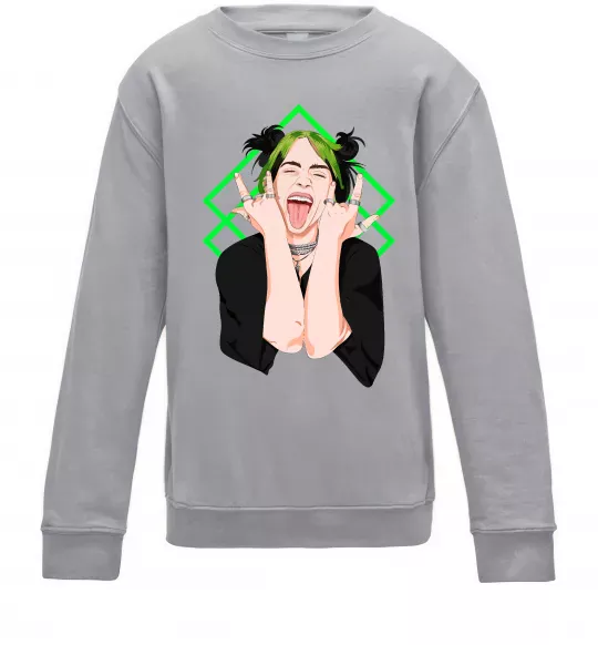 Детский Свитшот Billie Eilish art Серый меланж фото