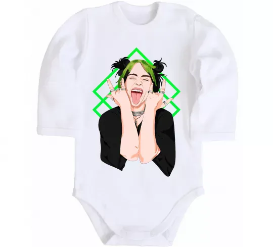 Детский боди Billie Eilish art Белый фото