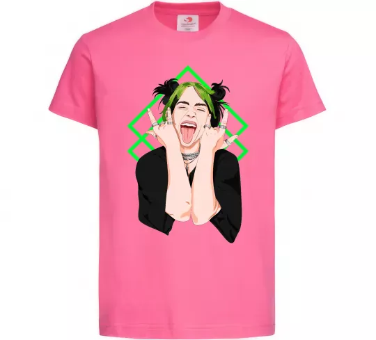 Дитяча футболка Billie Eilish art Яскраво-рожевий фото