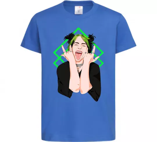 Дитяча футболка Billie Eilish art Яскраво-синій фото