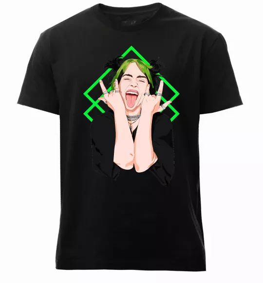 Мужская премиум футболка Billie Eilish art Черный фото