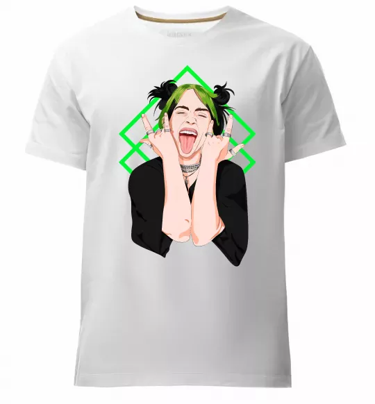 Мужская премиум футболка Billie Eilish art Белый фото