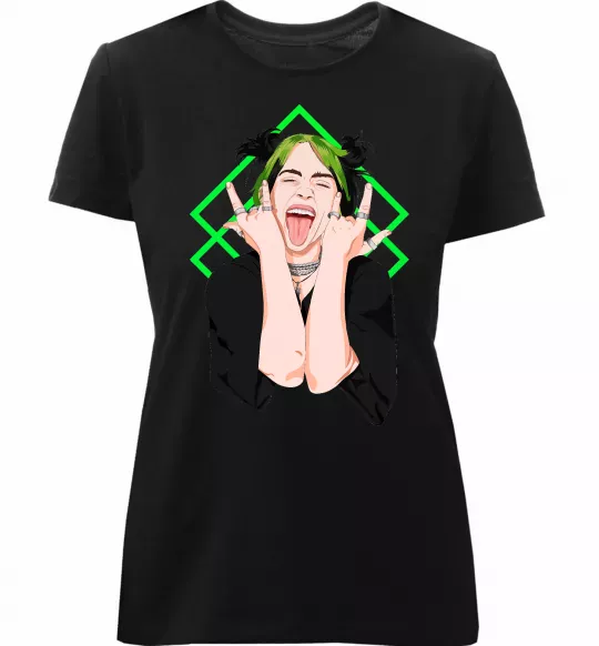 Женская премиум футболка Billie Eilish art Черный фото
