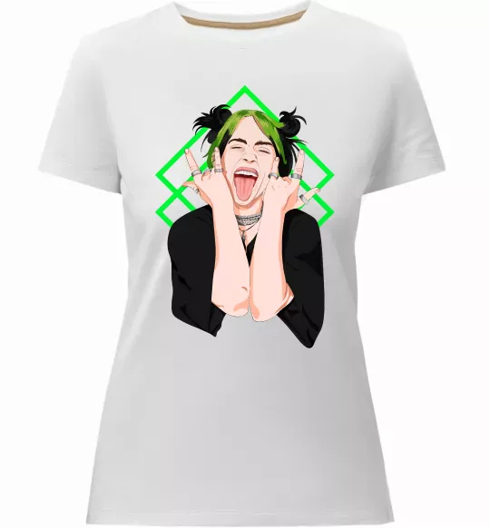 Женская премиум футболка Billie Eilish art Белый фото