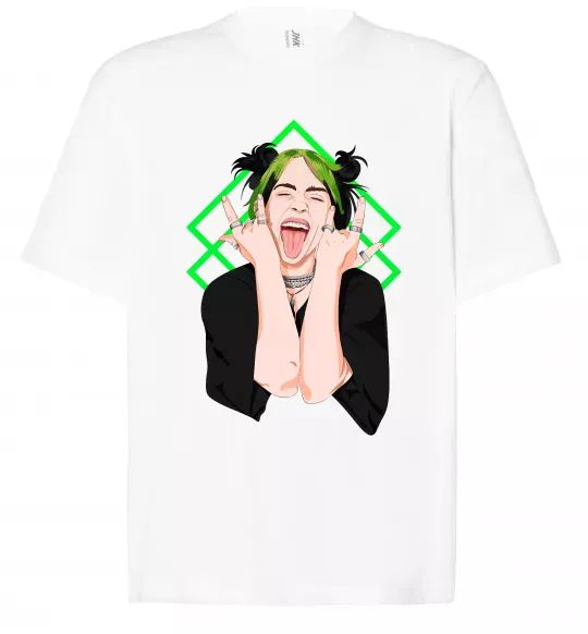 Футболка Оверсайз Billie Eilish art Білий фото