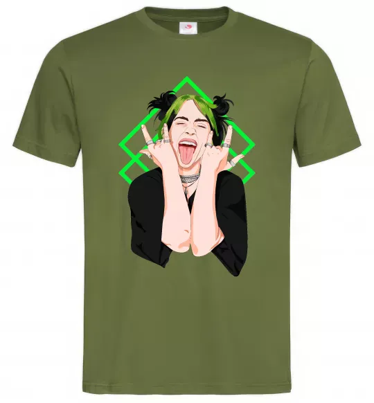 Мужская футболка Billie Eilish art Оливковый фото