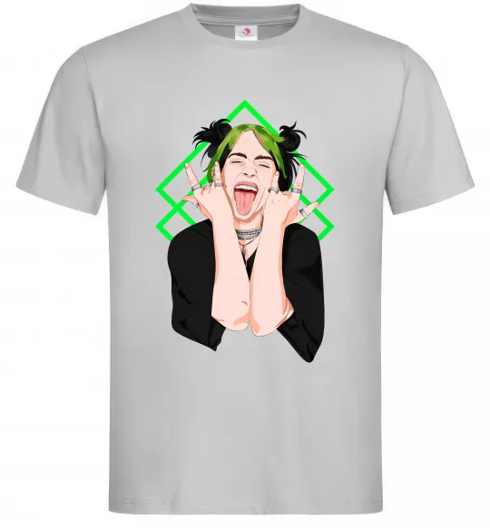 Мужская футболка Billie Eilish art Серый фото