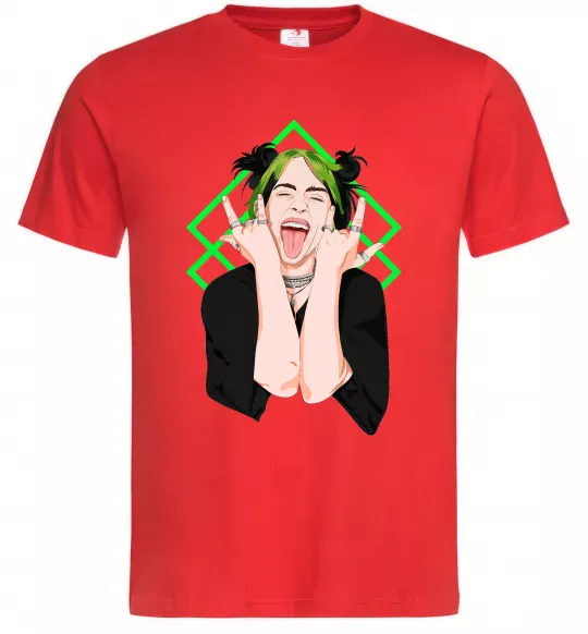 Мужская футболка Billie Eilish art Красный фото