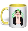 Чашка с цветной ручкой Billie Eilish art Солнечно желтый фото