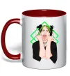 Чашка с цветной ручкой Billie Eilish art Красный фото
