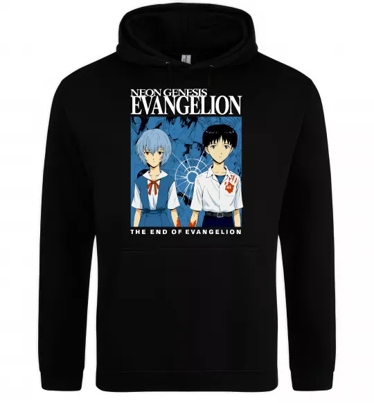 Мужская толстовка (худи) The end of evangelion Черный фото