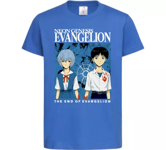 Дитяча футболка The end of evangelion Яскраво-синій фото
