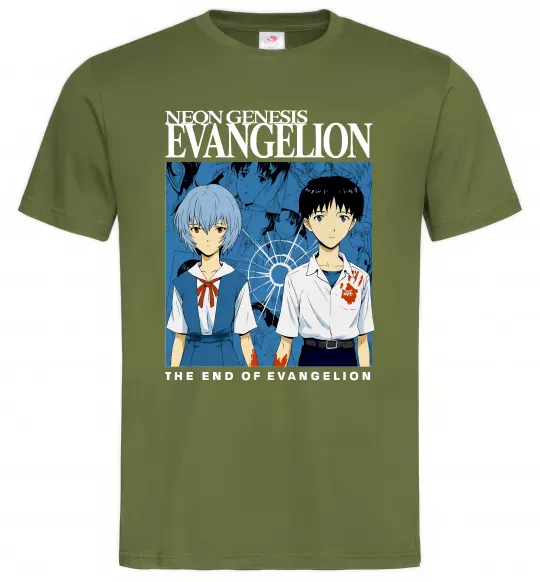 Чоловіча футболка The end of evangelion Оливковий фото