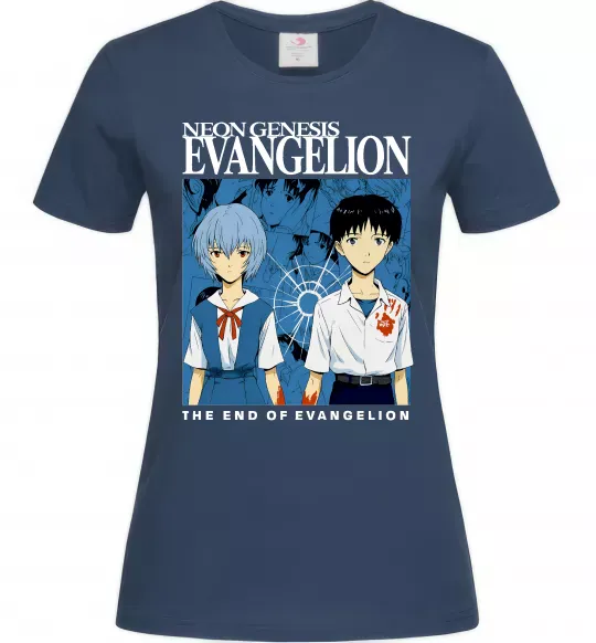 Женская футболка The end of evangelion Темно-синий фото