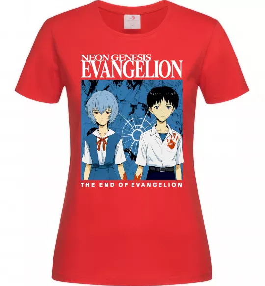 Женская футболка The end of evangelion Красный фото
