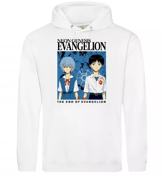 Мужская толстовка (худи) The end of evangelion Белый фото
