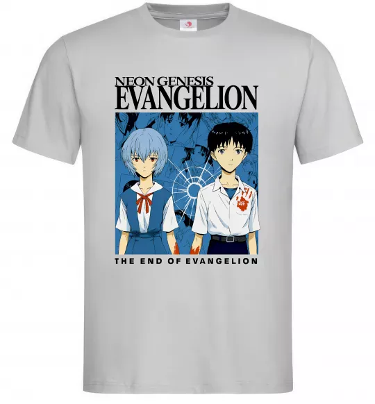Чоловіча футболка The end of evangelion Сірий фото