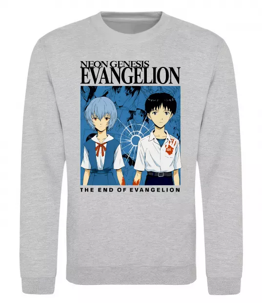Світшот The end of evangelion Сірий меланж фото